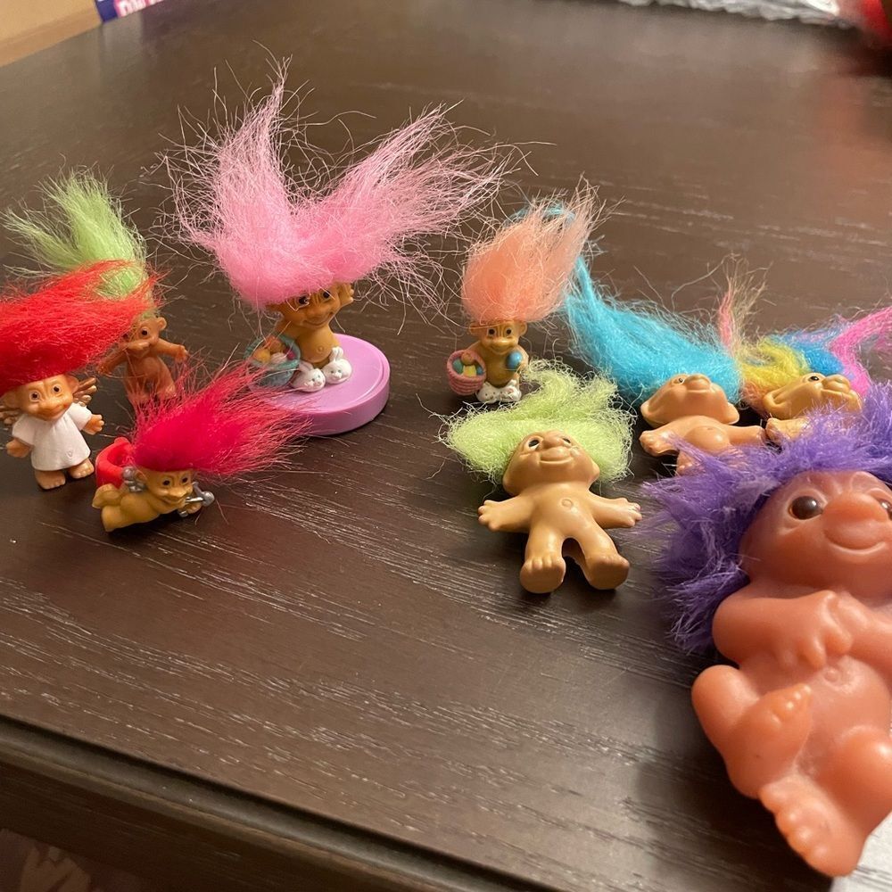 Russ Vintage Troll Lot Cupid Ring Pencil Toppers Easter lot of 9